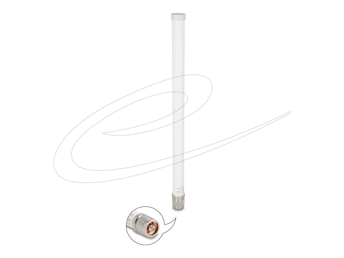 DELOCK WiFi 7 Antenne N Stecker 4,5 - 6,6 dBi 32cm omnidirektional starr outdoor weiss - Vorderansicht