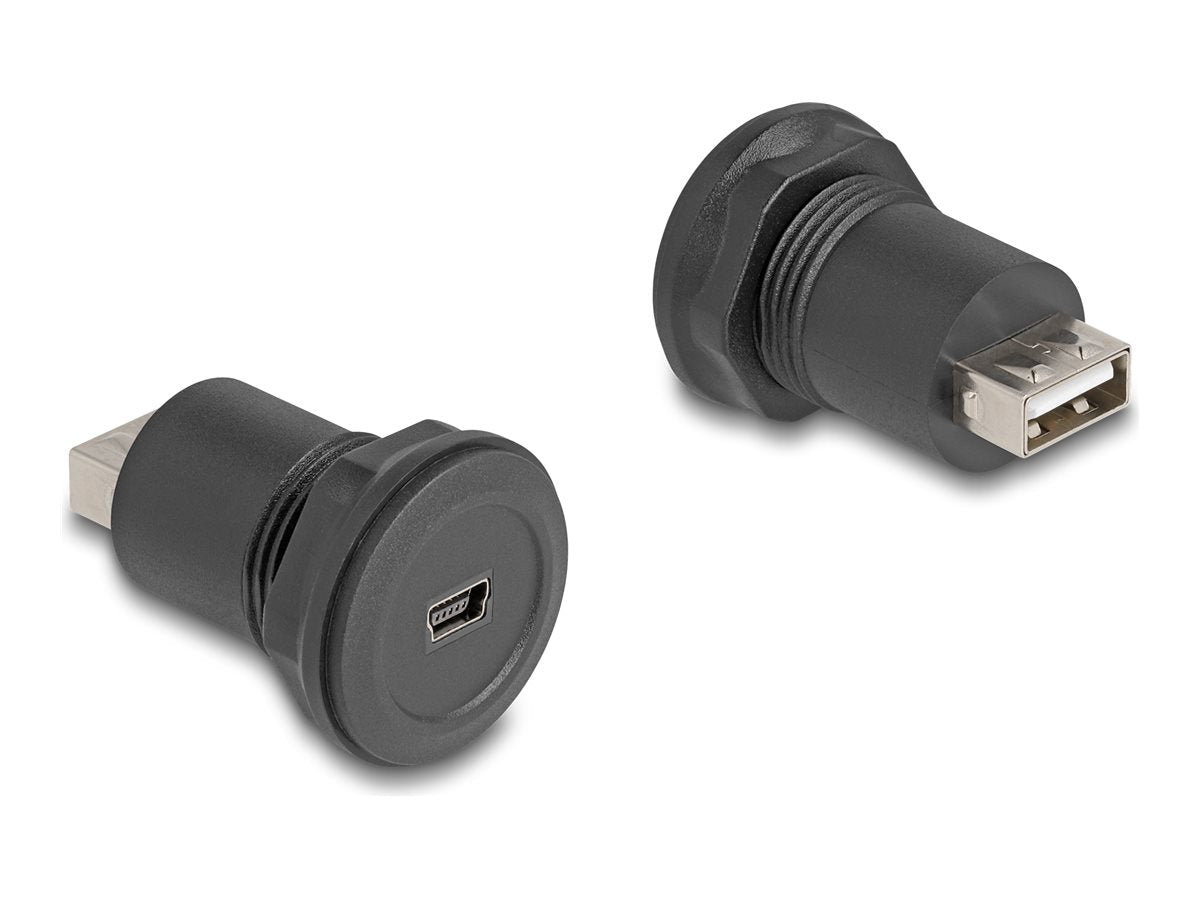 DELOCK USB 2.0 Typ Mini-B zu USB 2.0 Typ-A Einbaubuchse schwarz - Vorderansicht