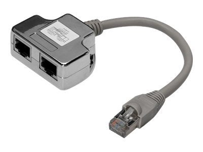 DIGITUS T-Adapter RJ45 CAT5e 19cm Vorderansicht