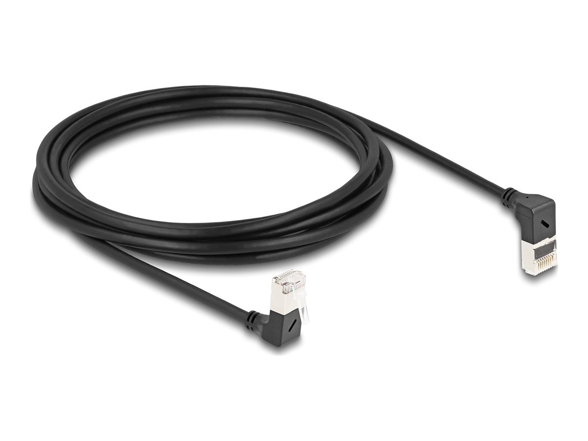 DELOCK RJ45 Netzwerkkabel Cat.6A S/FTP Slim 90 oben gewinkelt - Vorderansicht