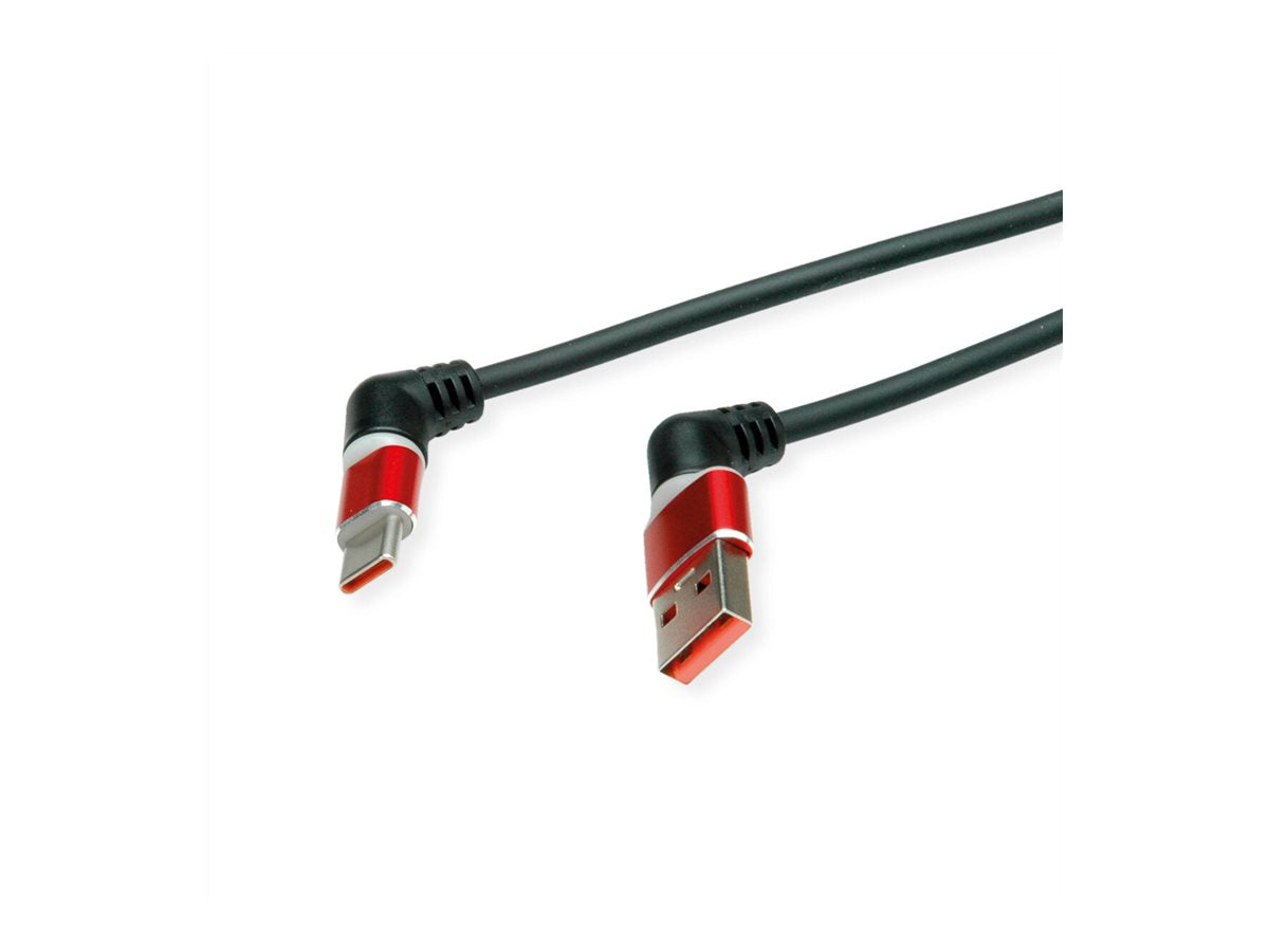ROLINE USB 2.0 Kabel Typ-C - Typ-A ST/ST 360 Rotation schwarz / rot 2m - Anschlussansicht