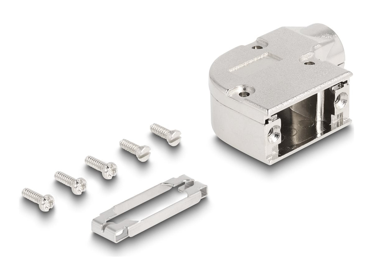 DELOCK D-Sub Gehäuse fur 9 Pin Stecker / Buchse mit Metallhalterung 90 gewinkelt