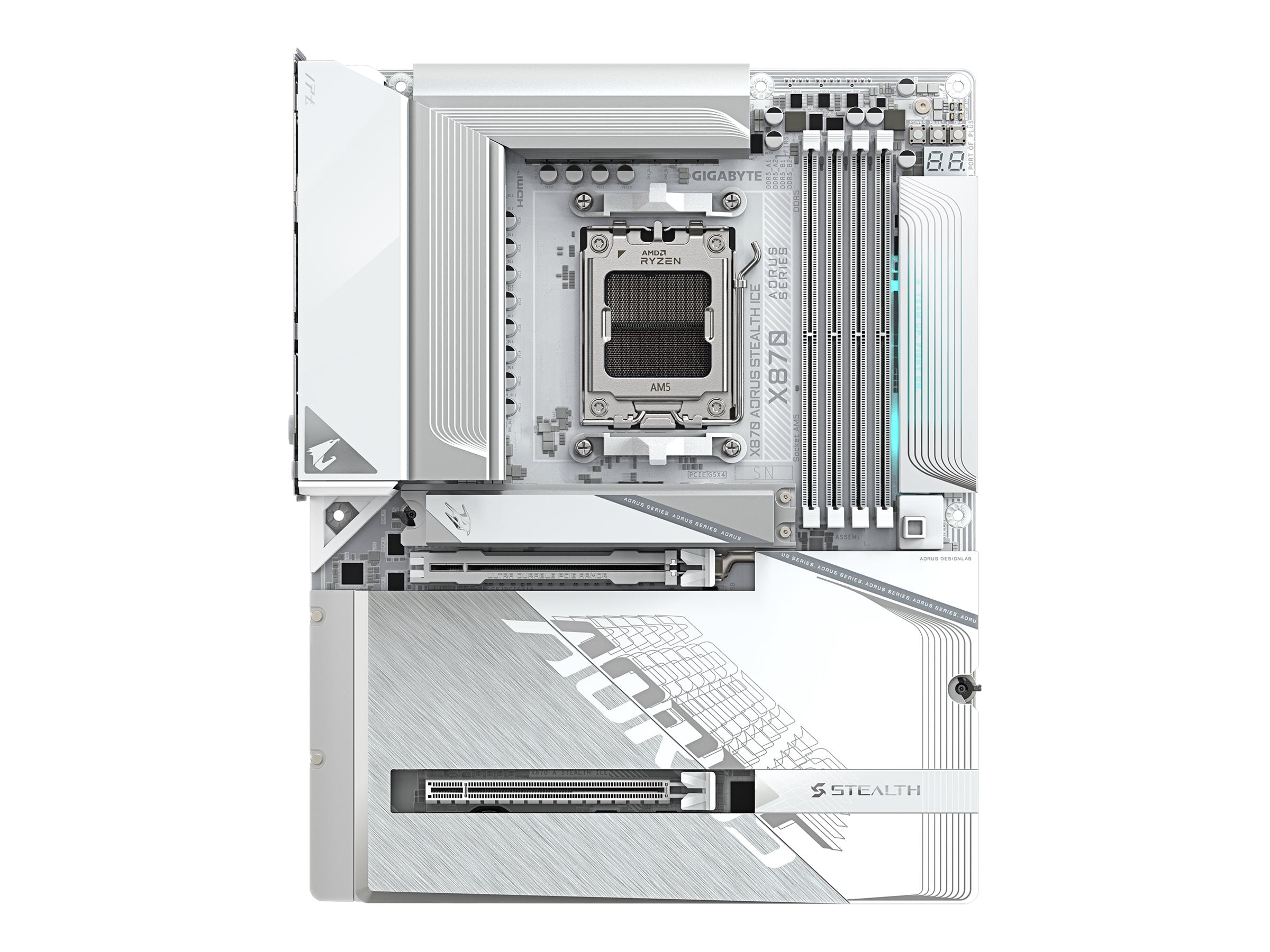 GIGABYTE X870 A STEALTH ICE AM5 Motherboard Vorderansicht