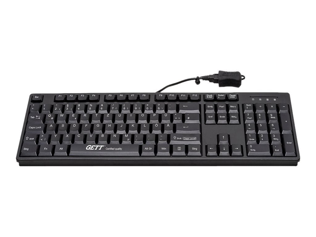 GETT GCQ Cleantype Easy Basic Tastatur mit Kunststoffgehaeuse IP 68 NUM-Block 105 Tasten USB Farbe: schwarz Layout: CH