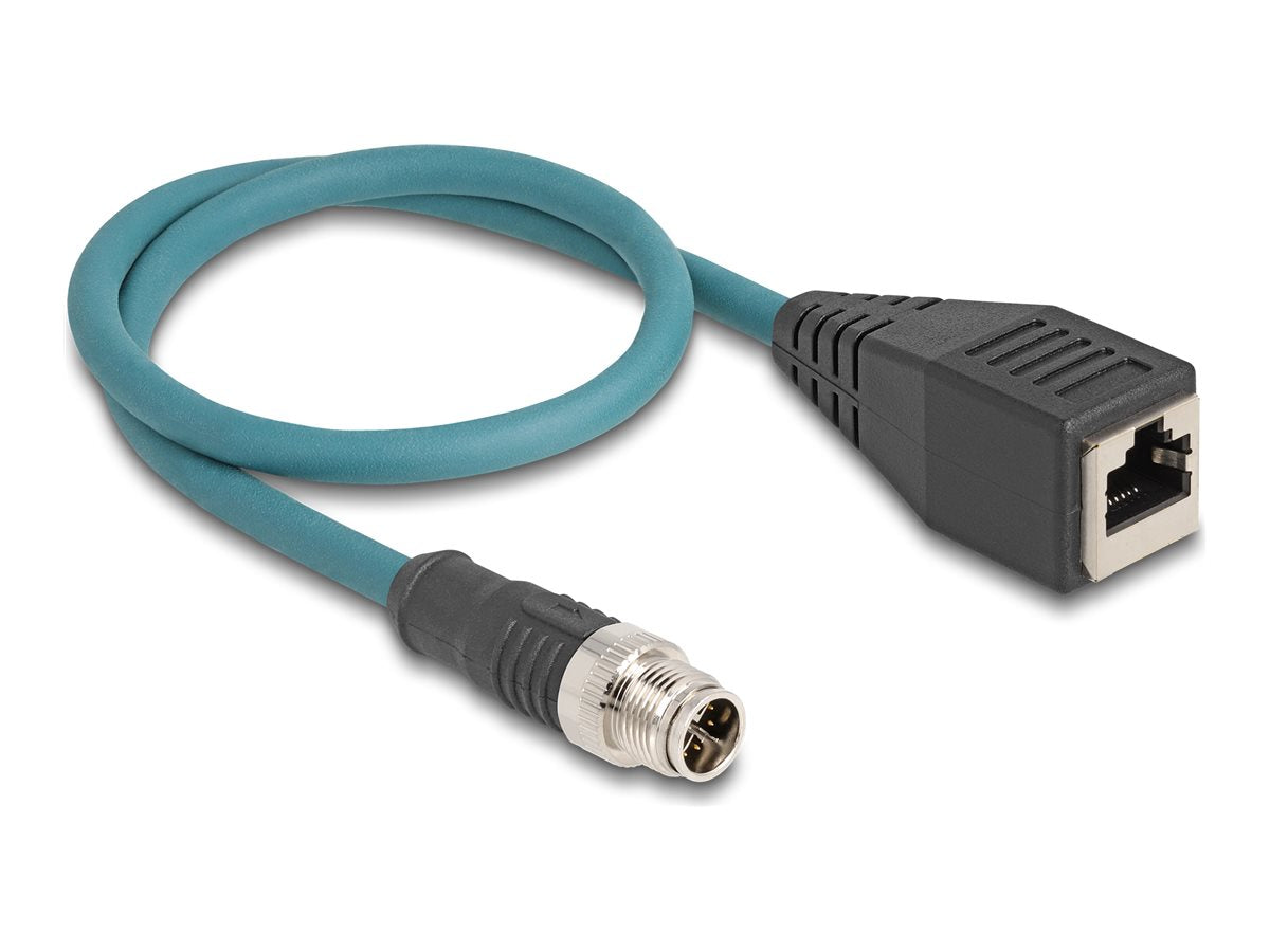DELOCK M12 Adapterkabel X-kodiert 8 Pin Stecker zu RJ45 Buchse 50cm - Vorderansicht