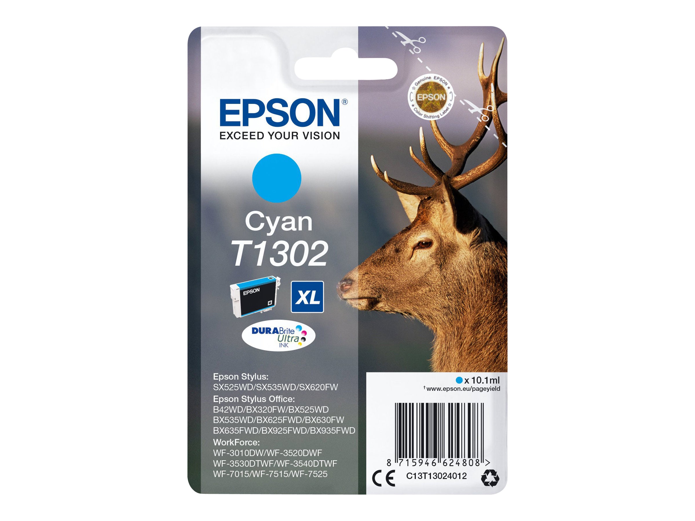 EPSON T1302 Tintenpatrone Cyan Vorderansicht