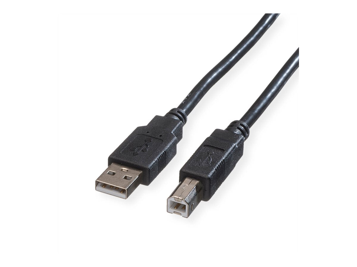 ROLINE GREEN USB 2.0 Kabel Typ A-B schwarz 1,8m Vorderansicht