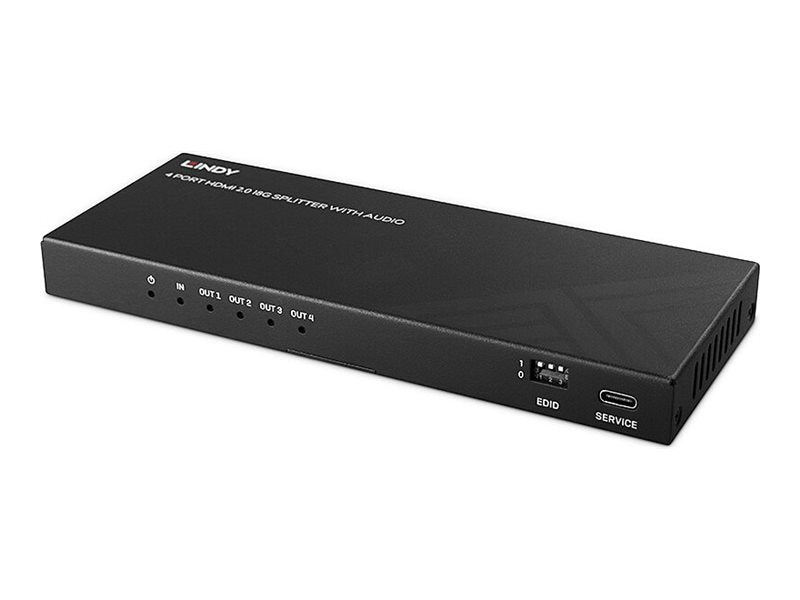 LINDY 4 Port HDMI 8K60 Splitter mit Audio - Anschlussansicht