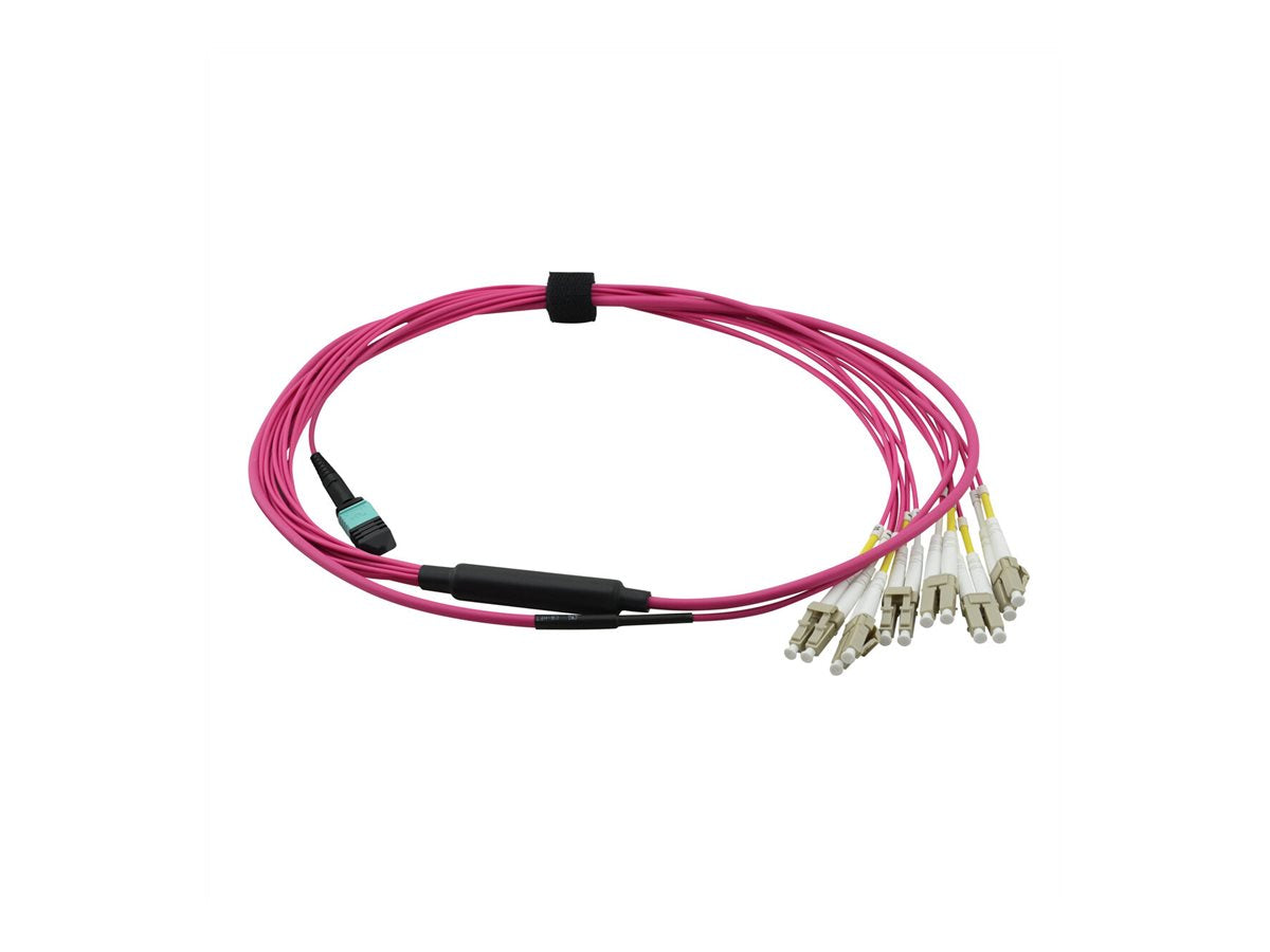 VALUE MPO-Fanout-Kabel 50/125um OM4 MPO/12x LC violett 2m - Vorderansicht