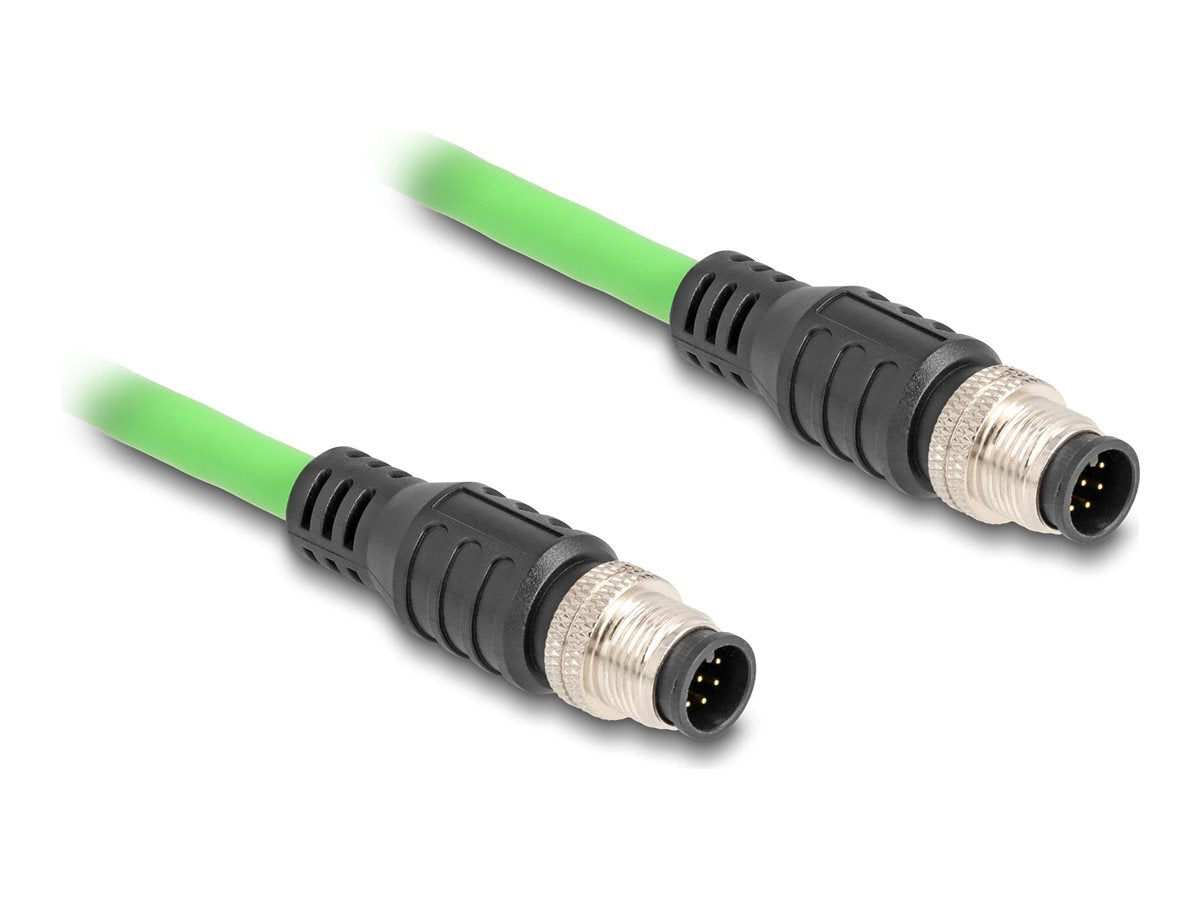 DELOCK M12 Kabel A-kodiert 8 Pin Stecker zu Stecker PUR TPU 1m - Vorderansicht