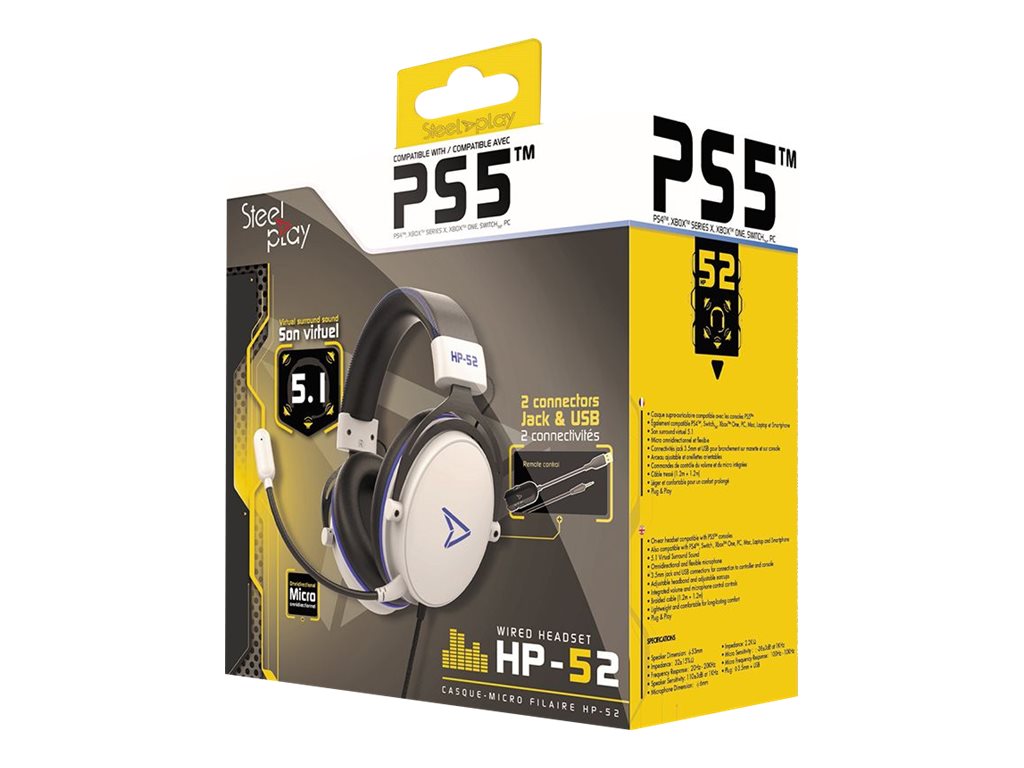 LEXIP X STEELPLAY Wired Headset 5.1 Virtual Sound HP52 White - Verpackung