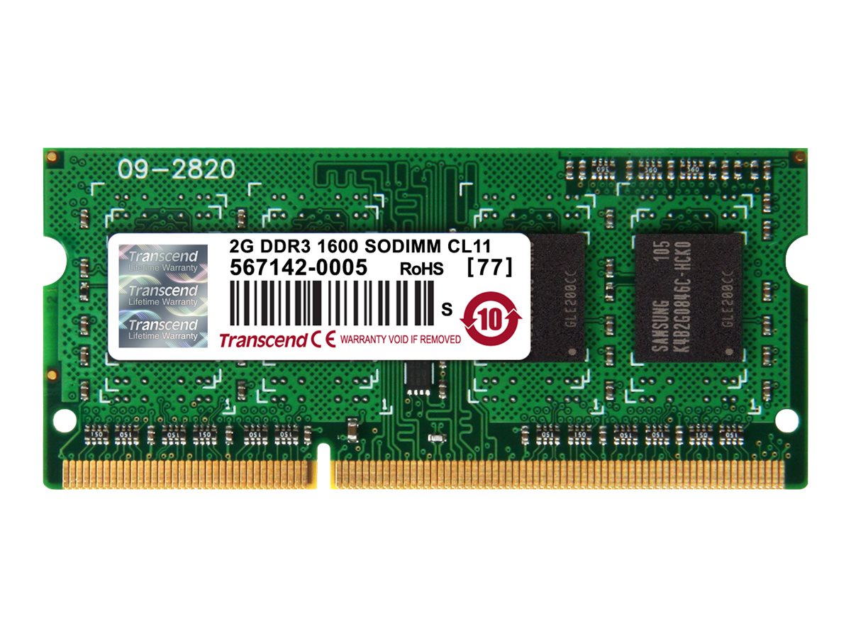 TRANSCEND SODIMM DDR3 1600Mhz 2GB Non-ECC SRx8 CL11 Vorderansicht