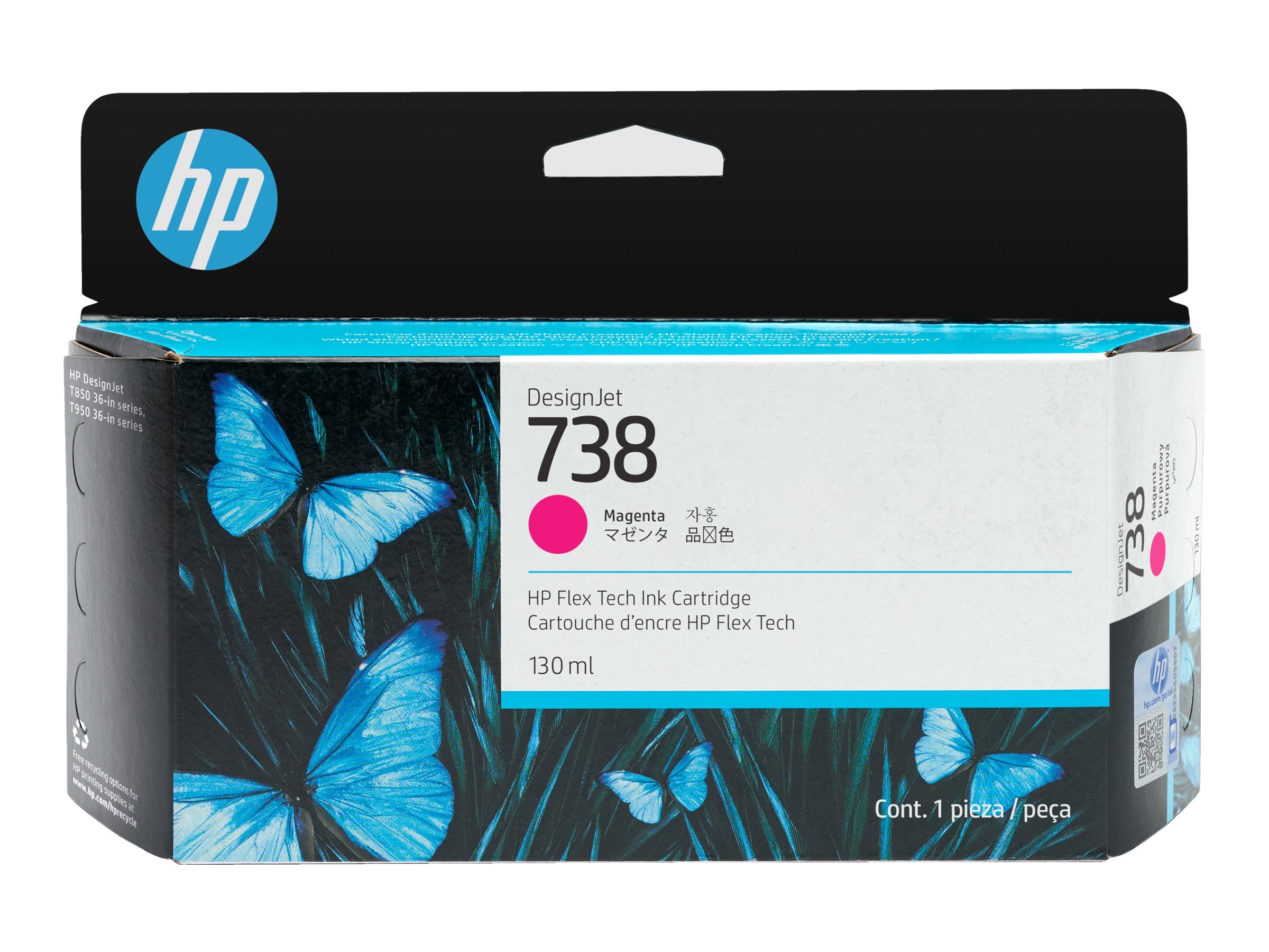HP 738 130-ml Magenta DesignJet Ink Cartridge Vorderansicht