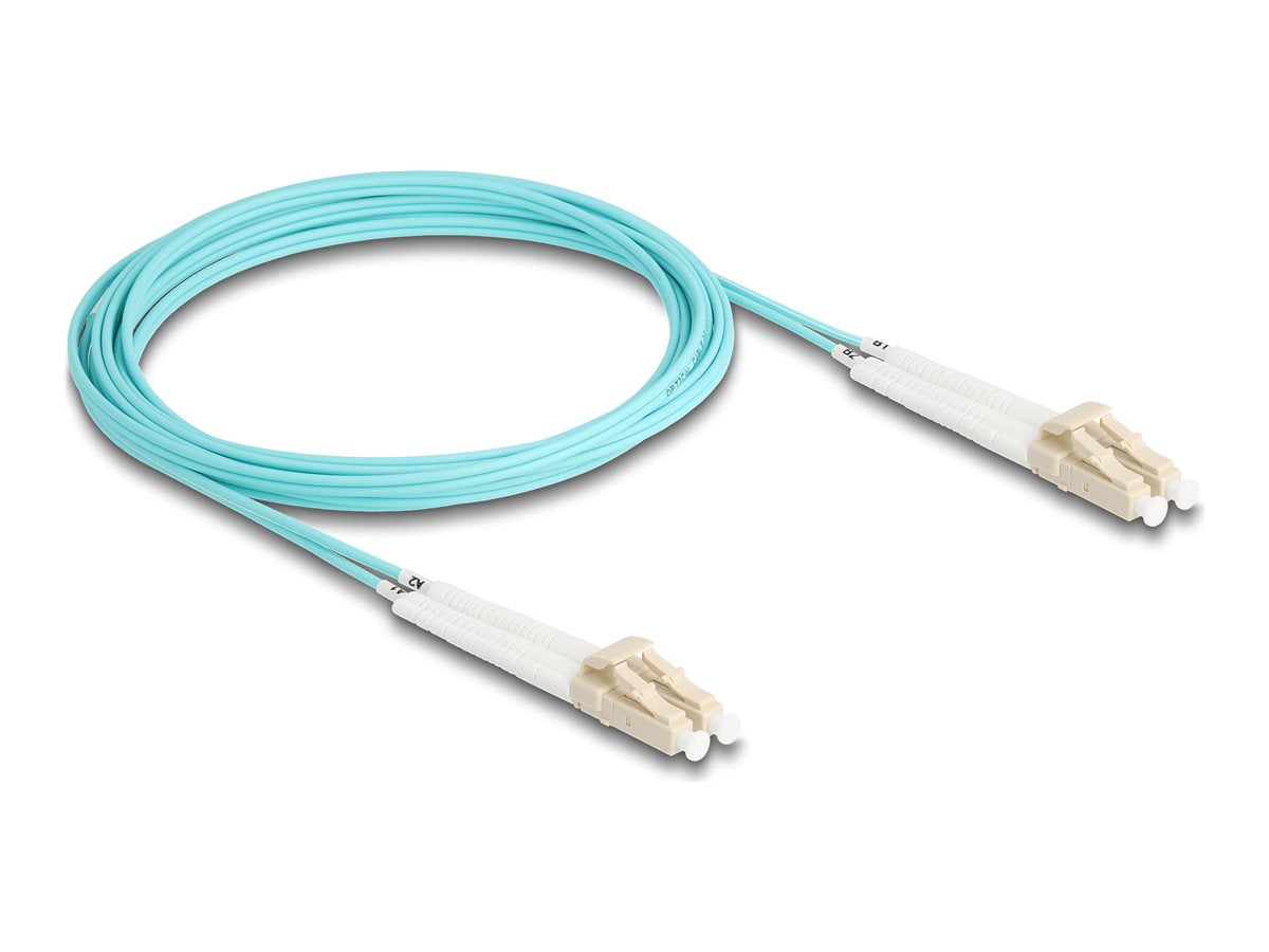 DELOCK LWL Kabel LC Duplex zu LC Duplex Multimode OM3 winkelbar 3m - Vorderansicht