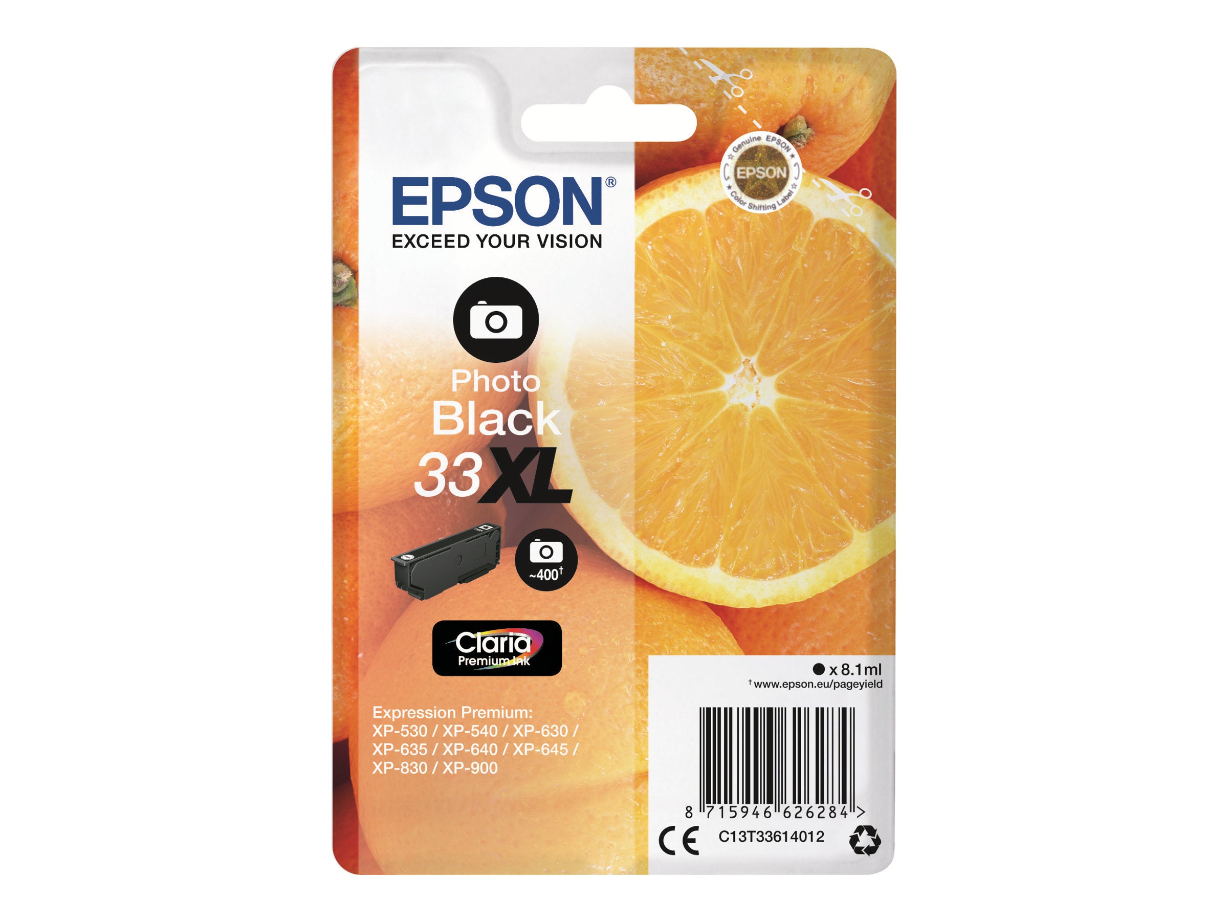 EPSON 5LB Singlepack Photo Black 33XL Claria Premium Ink Vorderansicht
