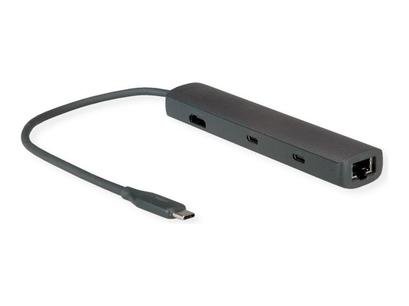 ROLINE Dockingstation USB Typ C 8K30 HDMI USB 3.2 Gen 2 Typ-A+C PD 2.5GbE LAN - Vorderansicht