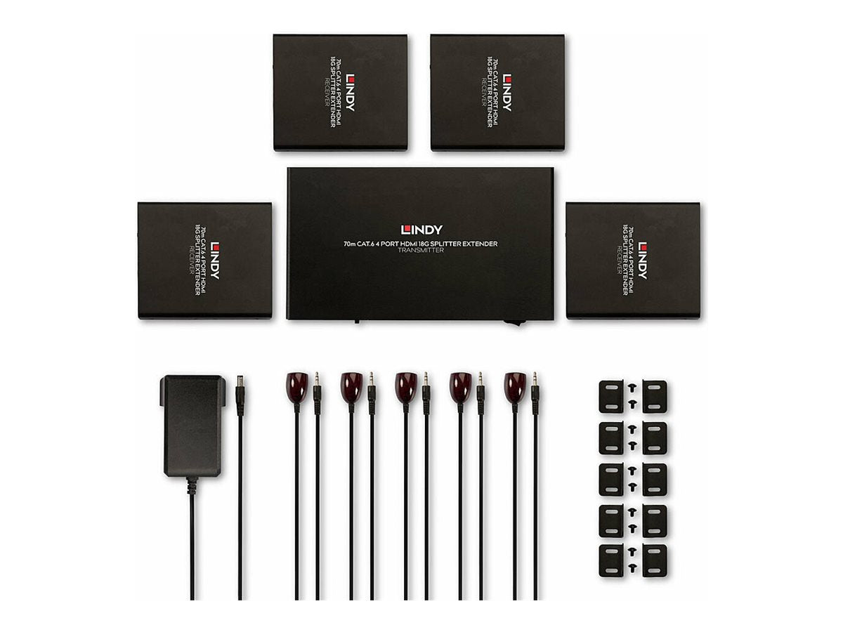 LINDY 70m 4 Port Cat.6 HDMI 4K60 Splitter Extender Vorderansicht