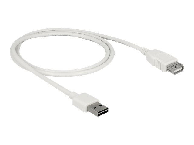 DELOCK Verlängerungskabel EASY-USB 2.0 Typ-A Stecker > USB 2.0 Typ-A Buchse weiss 1 m - Vorderansicht