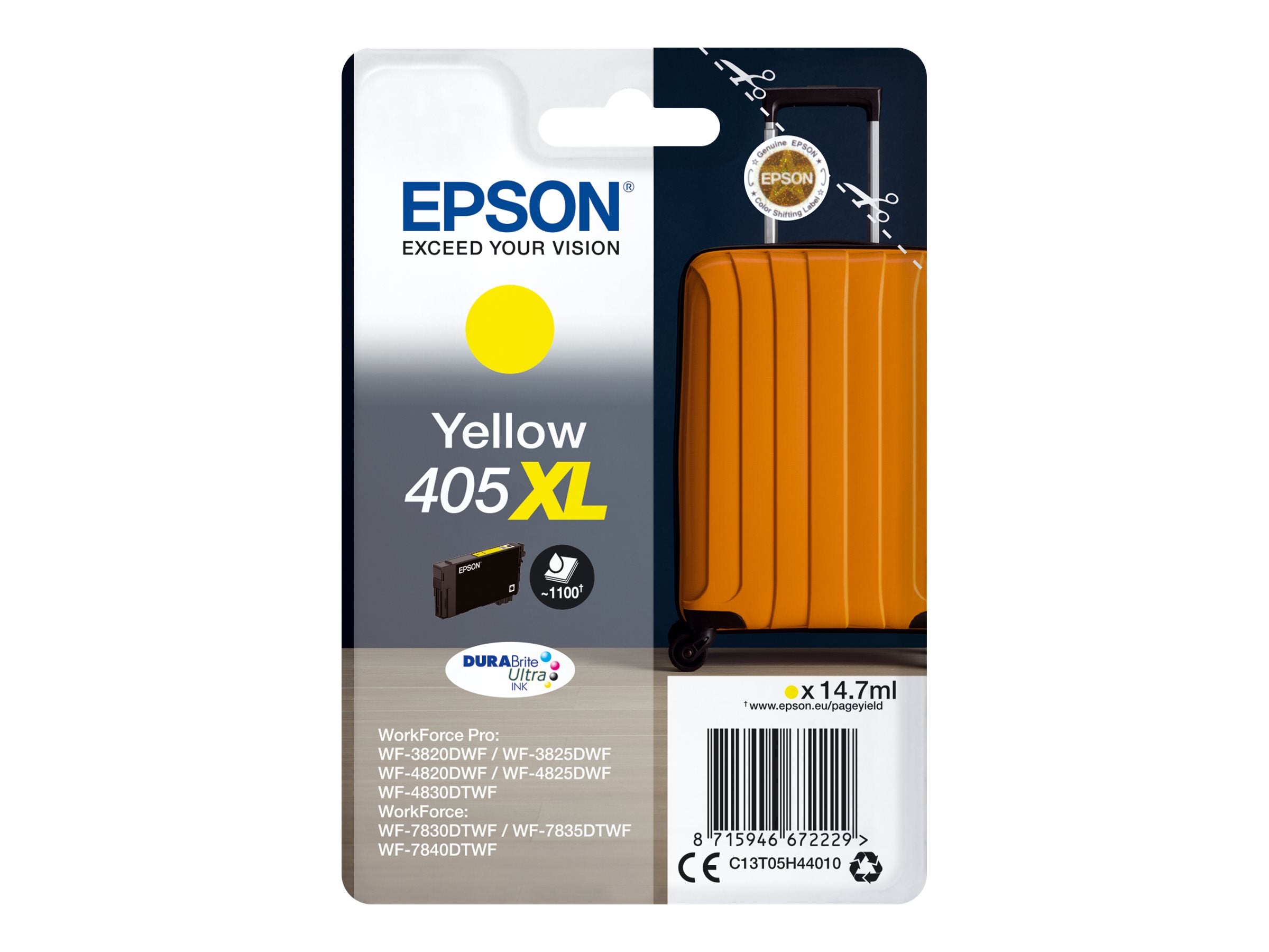 EPSON 6LB Singlepack Yellow 405XL DURABrite Ultra Ink Vorderansicht