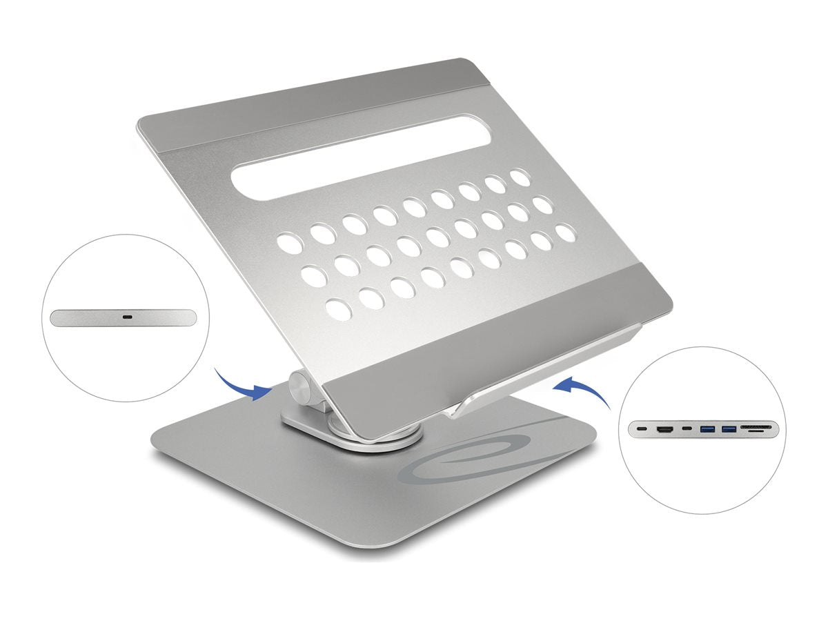 DELOCK Tablet und Notebook Ständer mit Dockingstation 4K - Vorderansicht