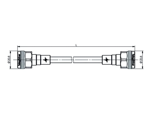 PUC TELEGÄRTNER N Jumper Kabel 1/4z IP67 L 2.0 m. m-m. Vorderansicht
