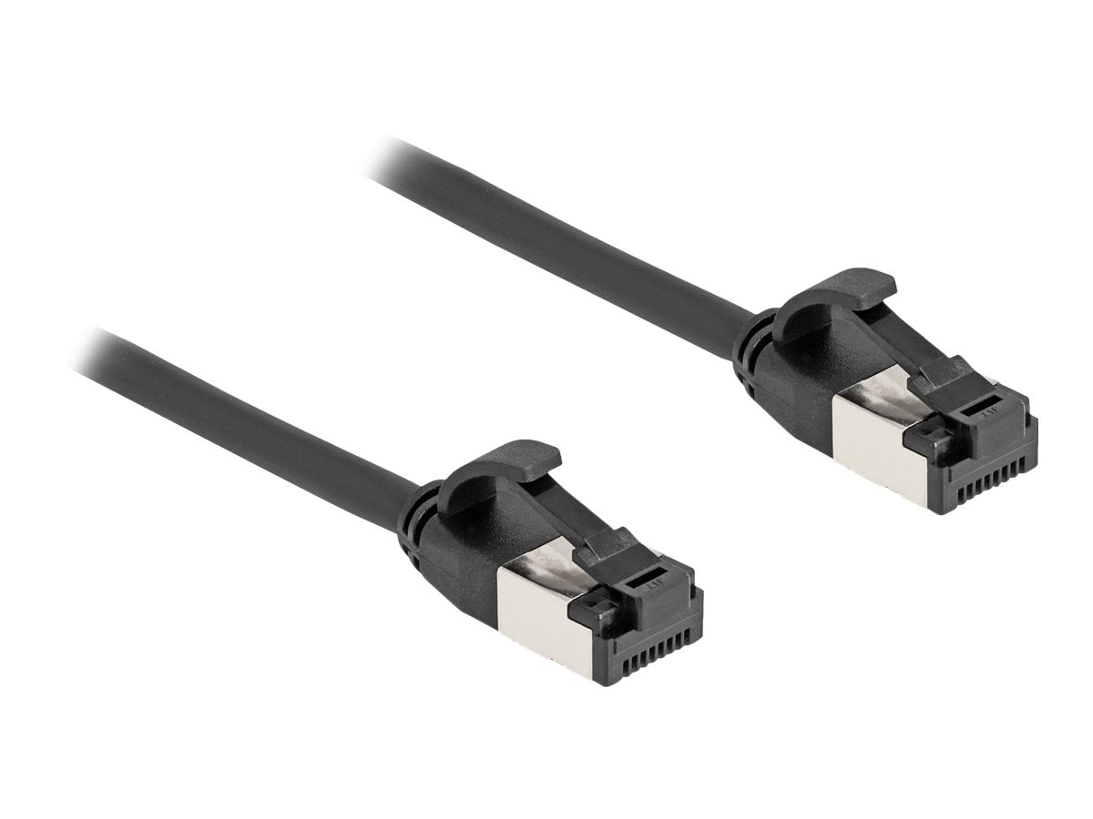 DELOCK RJ45 Kabel Stecker zu Stecker Cat.8.1 flexibel 2m schwarz - Vorderansicht