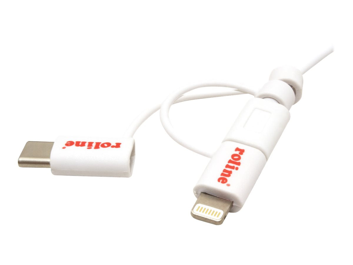 ROLINE USB 2.0 Sync- & Ladekabel Typ A - Typ C / 8-Pin / USB MicroB Vorderansicht