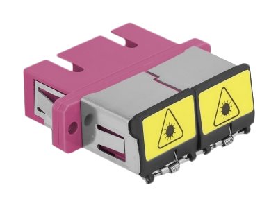 DELOCK LWL Kupplung mit Laserschutzklappe SC Duplex Buchse zu SC Duplex Buchse Multimode violett