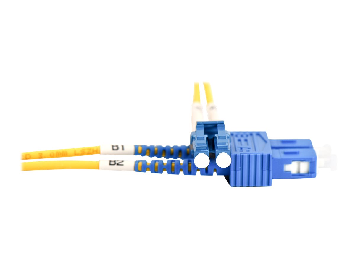 DIGITUS LWL Patchkabel LC/SC 09/125um Singelmode Duplex Halogenfrei gelb 3m Anschlussansicht