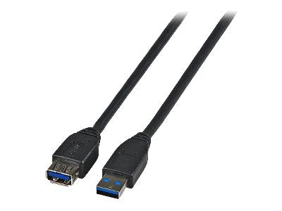 EFB USB3.0 Verlängerungskabel Stecker Typ-A auf Buchse Typ-A 3m Vorderansicht