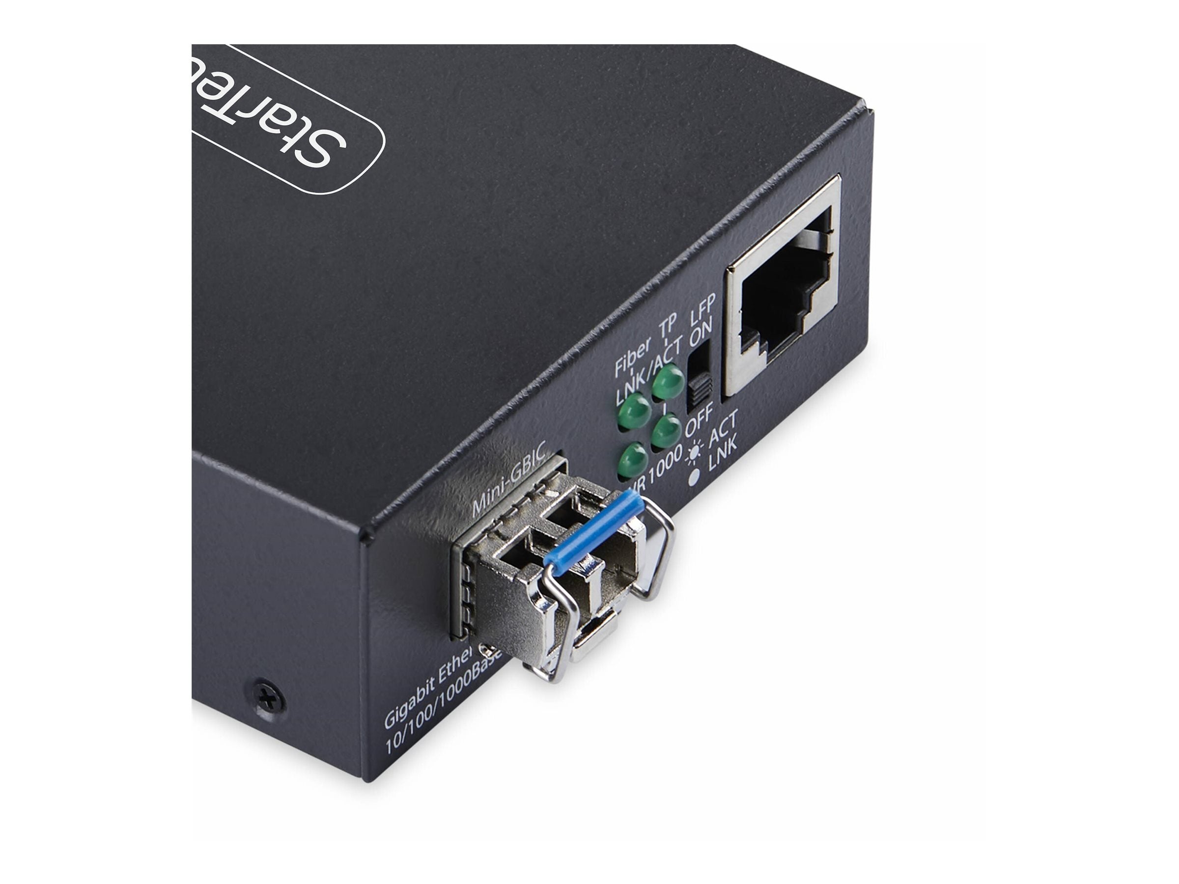 STARTECH.COM Gigabit Singlemode SM LC Glasfaser-Medienkonverter 10 100 oder 1000Mbps 20 km RJ45 zu LC Vollmetallgehäuse TAA