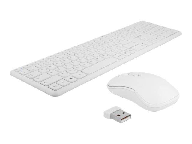 DELOCK USB Tastatur und Maus Set 2,4GHz kabellos weiss - Vorderansicht