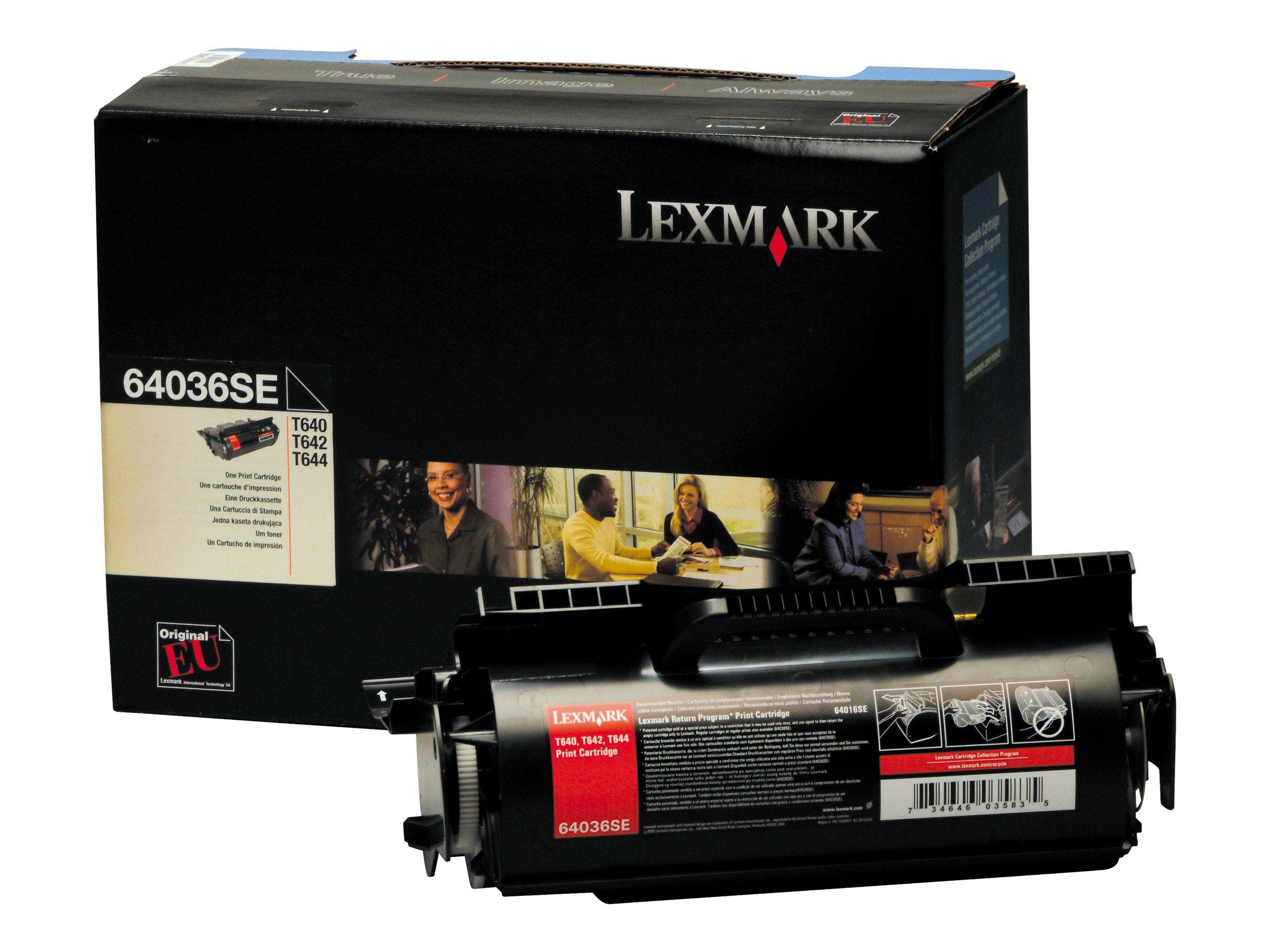 LEXMARK T640 T642 T644 Toner schwarz Standardkapazität Vorderansicht