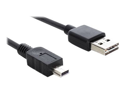 DELOCK Kabel EASY-USB 2.0 Typ-A Stecker > USB 2.0 Typ Mini-B Stecker 2m schwarz - Vorderansicht