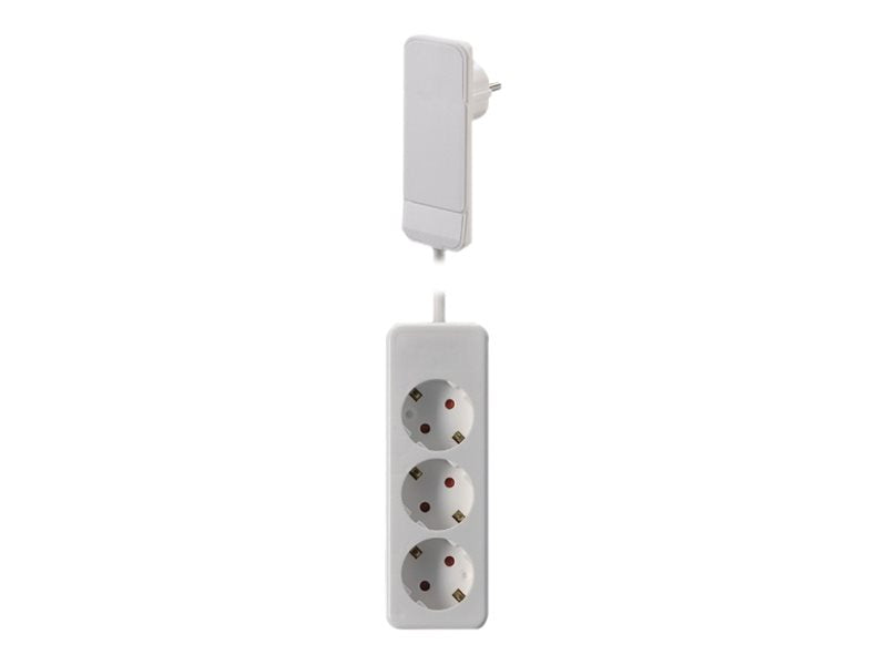 BACHMANN Flat Plug CEE7/7 weiss 1,6m 3xCEE7/3 Vorderansicht