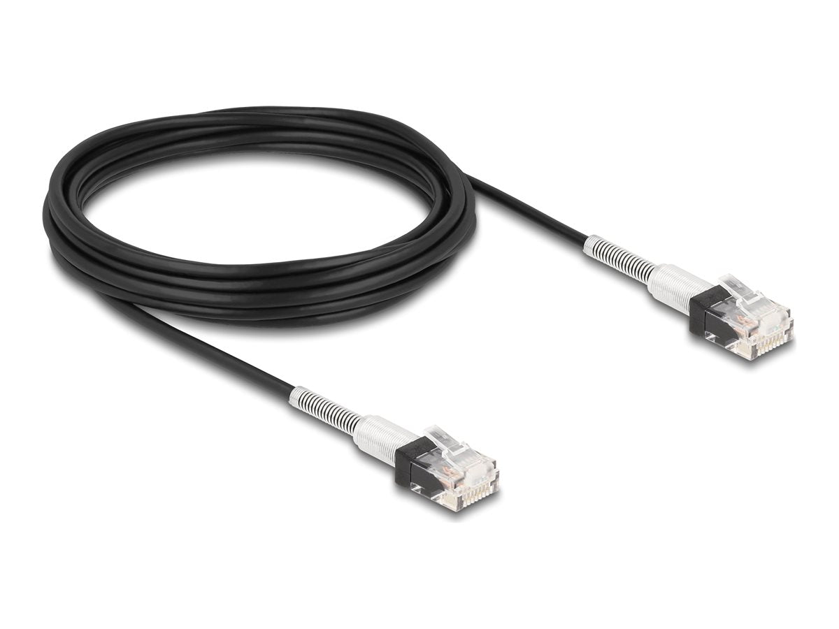 DELOCK RJ45 Netzwerkkabel Cat.6A UTP Slim 5 m schwarz - Vorderansicht