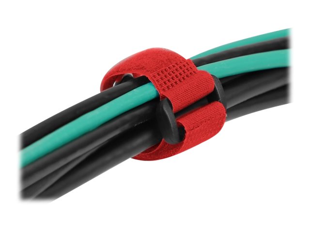 DELOCK Klett-Kabelbinder mit Schlaufe und Befestigungsöse L 190 x B 25mm rot 5 Stück