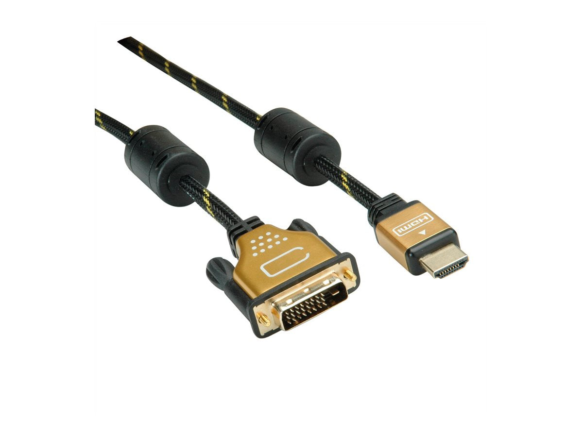 ROLINE GOLD Monitorkabel DVI-HDMI ST-ST 24+1 dual link 10m - Detailansicht der Stecker