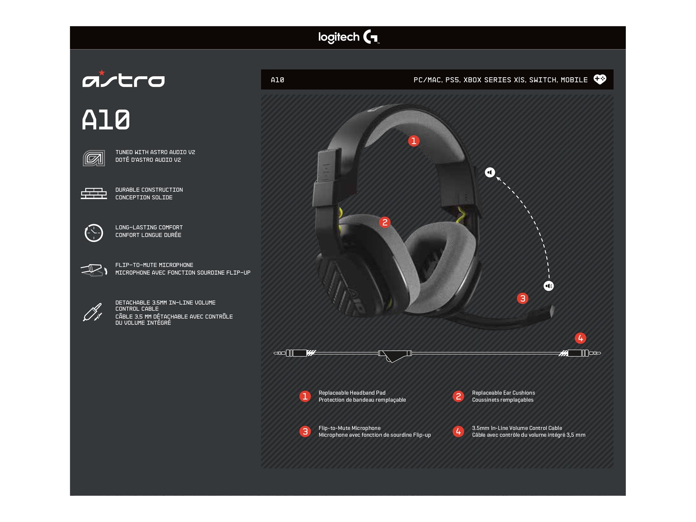 LOGITECH Astro Gaming A10 Gen 2 Headset Detailansicht