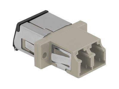 DELOCK LWL Kupplung mit Laserschutzklappe LC Duplex Buchse zu LC Duplex Buchse Multimode beige