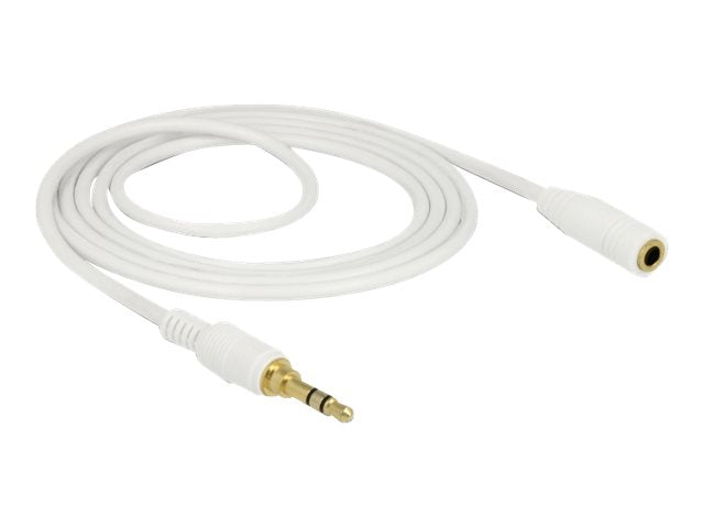 DELOCK Klinkenverlängerungskabel 3,5 mm 3 Pin Stecker zu Buchse 2 m weiss - Vorderansicht