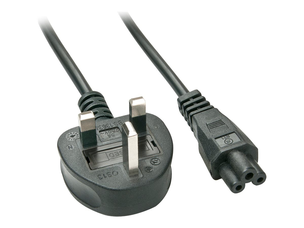 LINDY 2m UK Netzstecker an IEC C5 - Vorderansicht