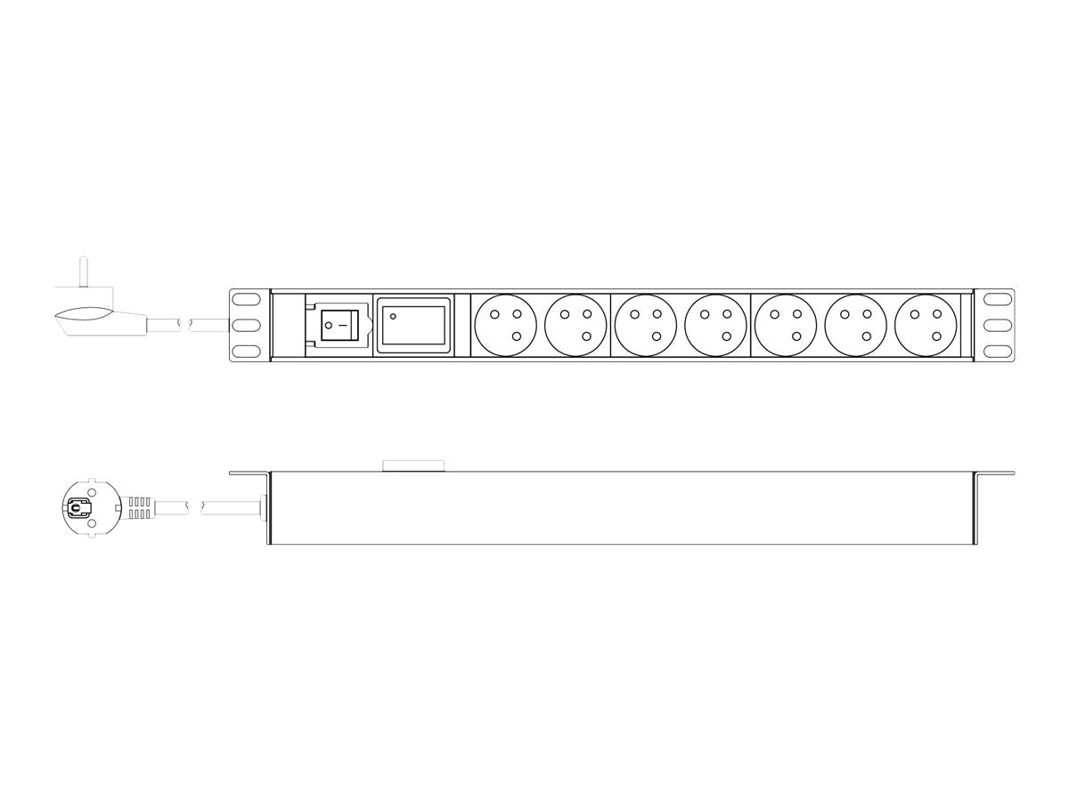 DIGITUS 1U Aluminum PDU Vorderansicht