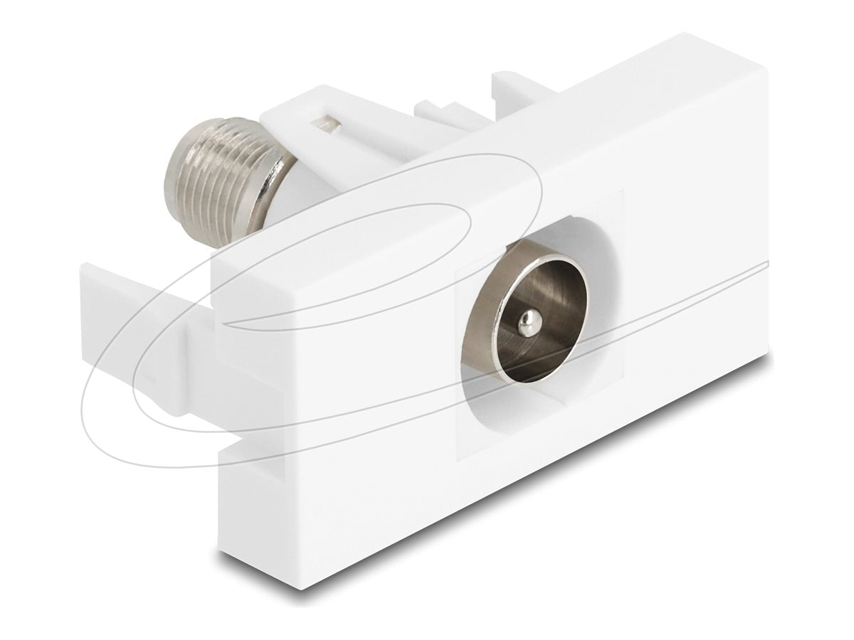 DELOCK Easy 45modul IEC Stecker zu F Buchse weiss - Vorderansicht