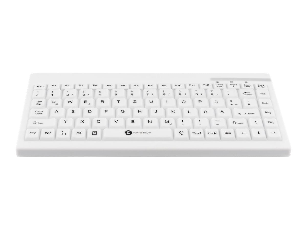 GETT GCQ Cleantype Easy Protect Compact silicone keyboard IP68 waterproof desinfectable 88 keys USB Colour white Layout DE