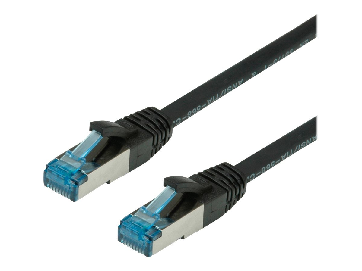 VALUE Patchkabel Kat.6A Class EA S/FTP PiMF LSOH schwarz 1m - Vorderansicht