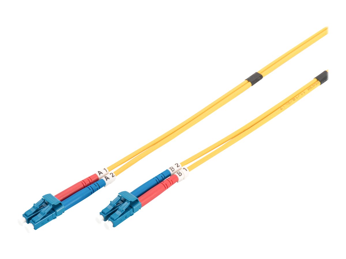 DIGITUS LWL Patchkabel LC/LC 09/125um Singelmode Duplex Halogenfrei gelb 2m - Kabeldurchmesser
