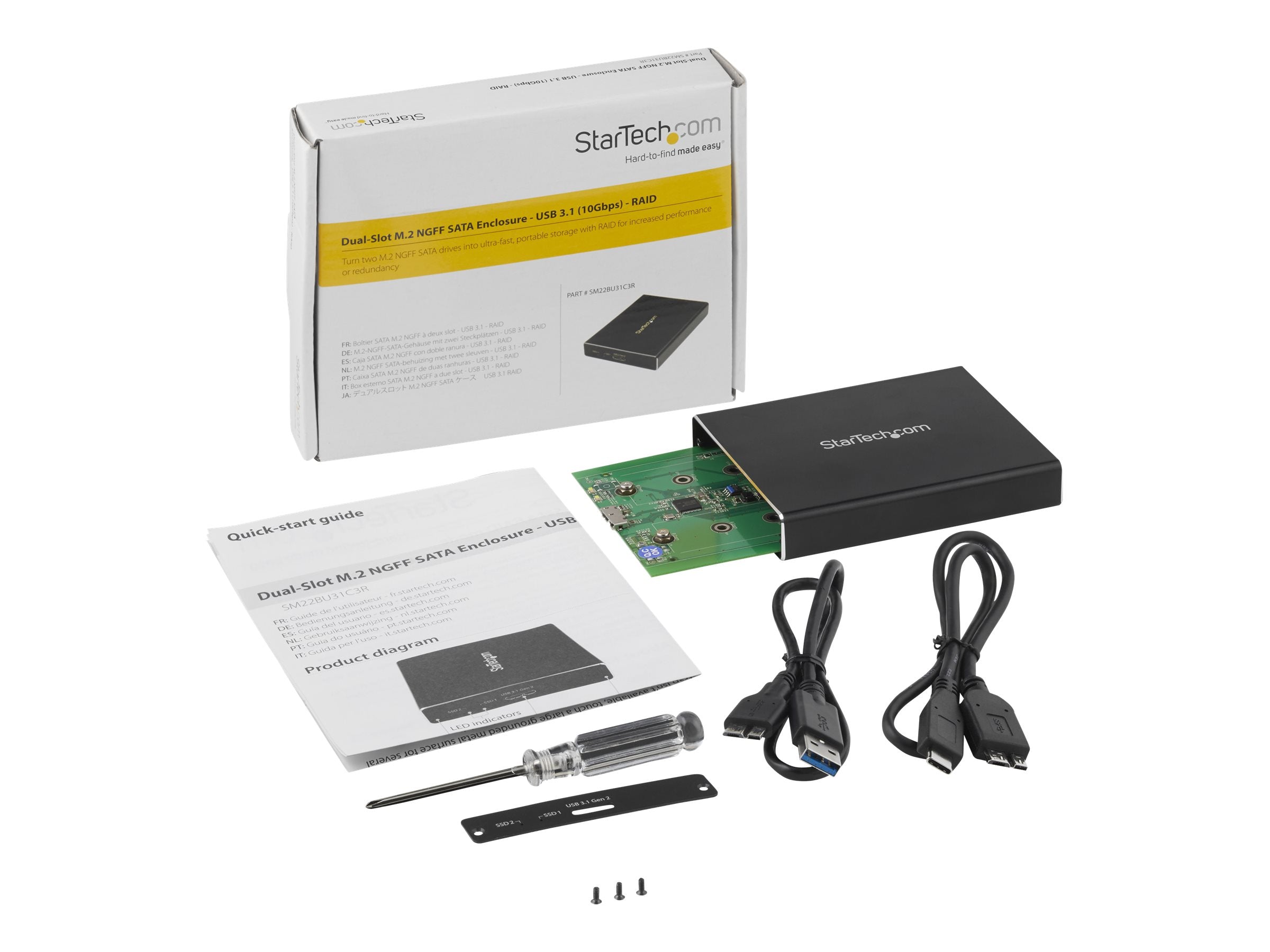 STARTECH.COM SSD Festplattengehäuse für zwei M.2 Festplatten - Anschlussansicht