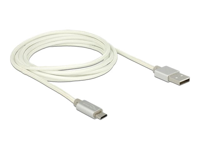 DELOCK Kabel USB 2.0 A Stecker > USB 2.0 Micro B Stecker mit Textilummantelung 2m - Vorderansicht