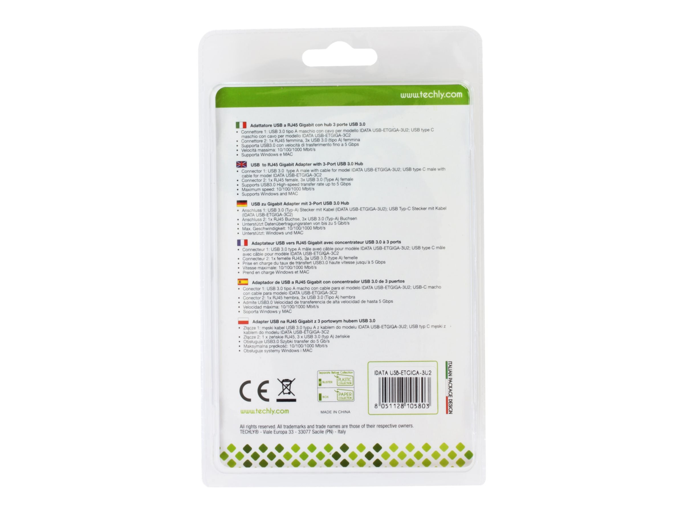 TECHLY USB 3.0 Superspeed auf RJ45 Gigabit Konverter Verpackung